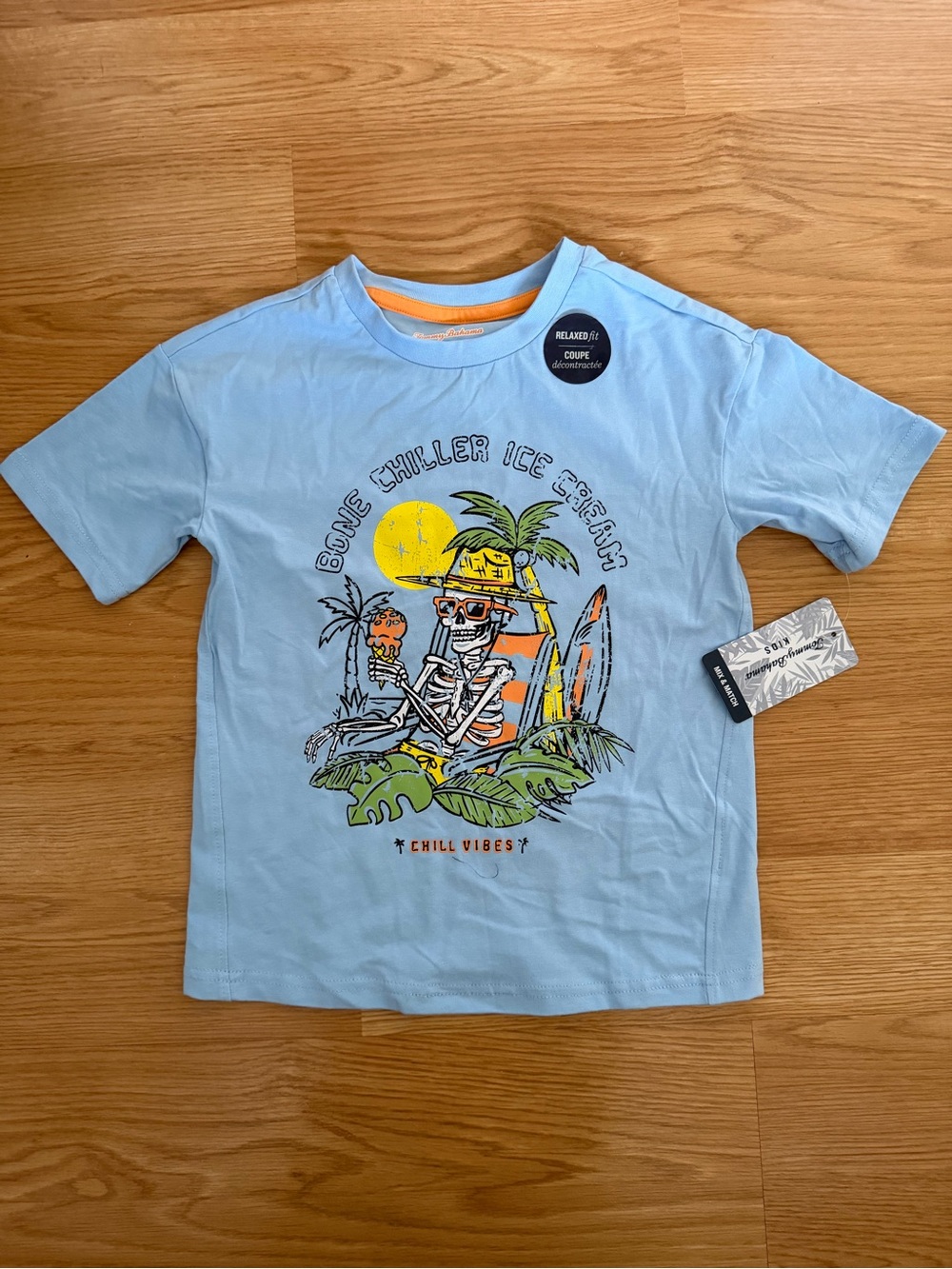 NWT Tommy Bahama Blue Bone Chiller Skeleton Ice Cream Graphic Tee 5T
